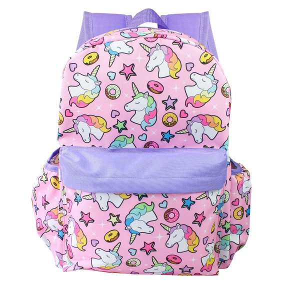 Other - Unicorn Backpack Kids Donuts All Over Print Pink Purple Large Girls 16" Book Bag